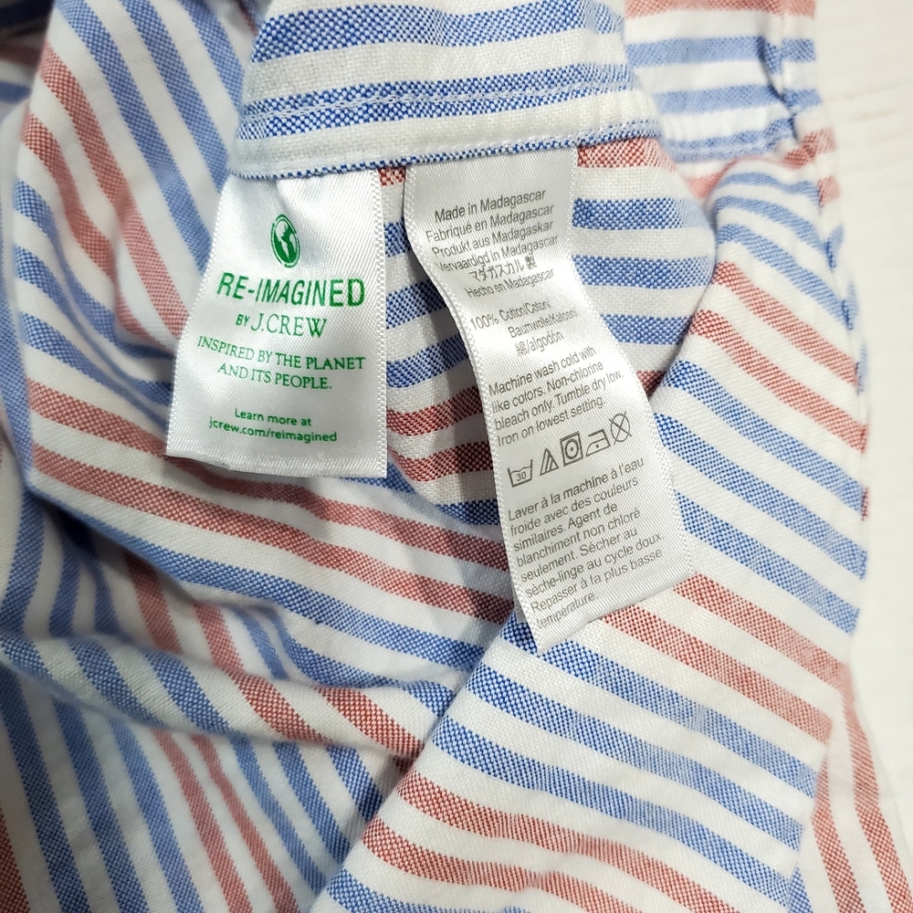 J CREW Striped Blue and Red Men's Shirt - Picture 5 of 8